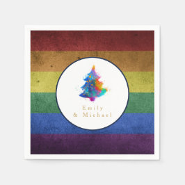 Servilleta De Papel Árbol de Navidad con Bandera del Orgullo LGBT en A