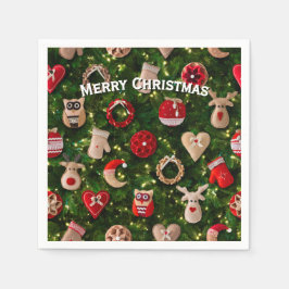 Servilleta De Papel Árbol de Navidad con juguetes de fieltro