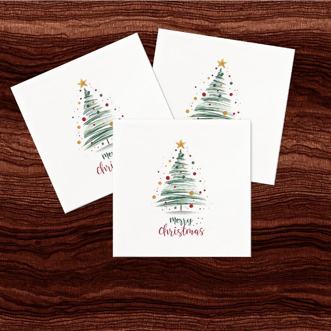 Servilleta De Papel Árbol de Navidad con Pincelada Moderna (Subido por el creador)