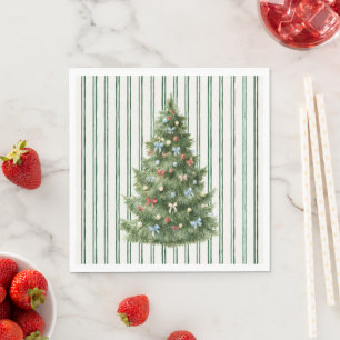 Servilleta De Papel Árbol de Navidad con Rayas Verdes
