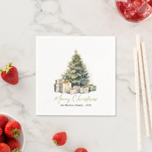 Servilleta De Papel Árbol de navidad de color de agua moderno