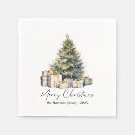 Servilleta De Papel Árbol de navidad de color de agua moderno