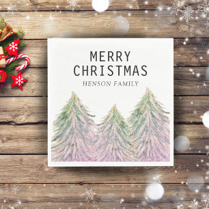 Servilleta De Papel Árbol de navidad de color verde rosa