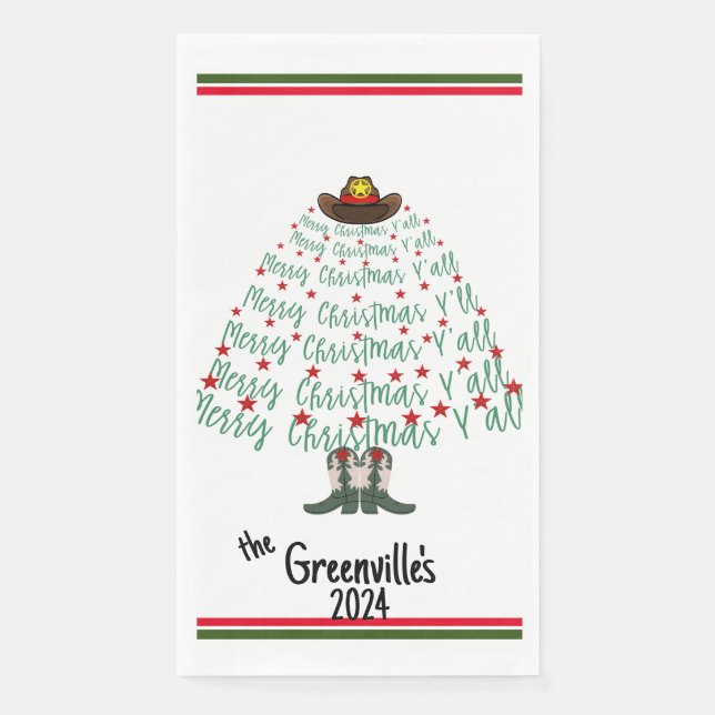 Servilleta De Papel Árbol de Navidad de Cowboy 2024 (Anverso)