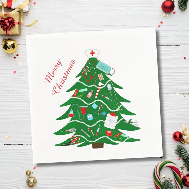 Servilleta De Papel Árbol de Navidad de Enfermera Feliz Navidad (Subido por el creador)