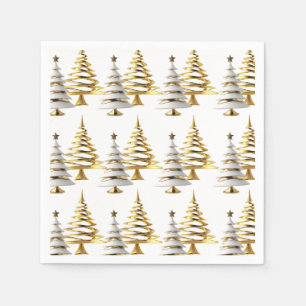Servilleta De Papel Árbol de Navidad de invierno tema festivo blanco d