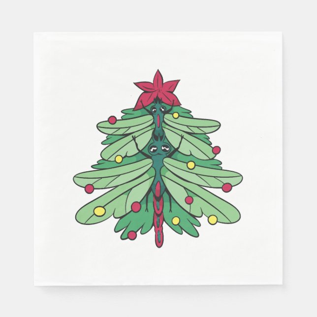 Servilleta De Papel Árbol de Navidad de la libélula (Anverso)