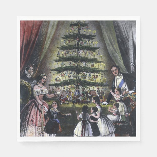 Servilleta De Papel Árbol de Navidad de la Reina Victoria (Anverso)