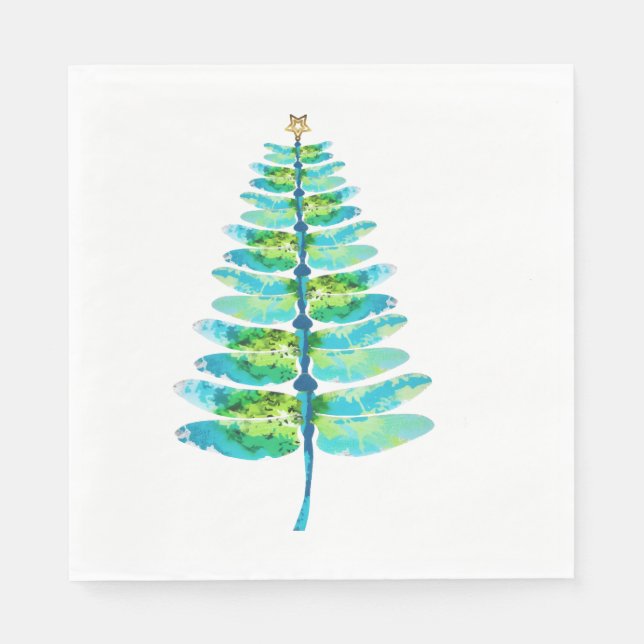 Servilleta De Papel Árbol de Navidad de libélula árbol de Navidad Impr (Anverso)