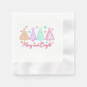 Servilleta De Papel Árbol de Navidad de neón Alegre y Brillante