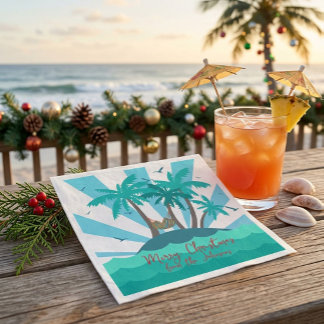 Servilleta De Papel Árbol de Navidad de Palma de Isla Tropical Costera