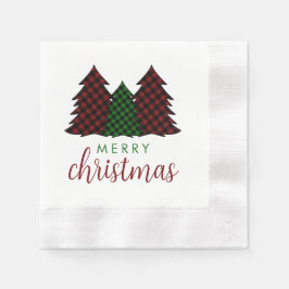 Servilleta De Papel Árbol de Navidad de Patrón de Cuadros Feliz Navida