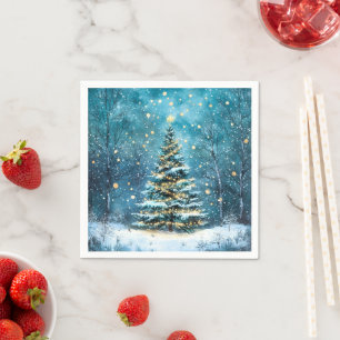 Servilleta De Papel Árbol de Navidad del bosque silencioso que brilla 