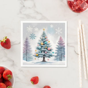 Servilleta De Papel Árbol de Navidad en Pastel Claro Azul-Lila Adorn