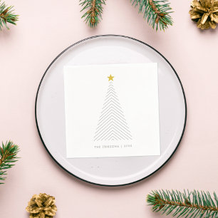 Servilleta De Papel Árbol de Navidad escandinavo Estrella dorada Min