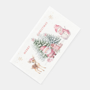 Servilleta De Papel Árbol de Navidad Fawn Santa Snowman