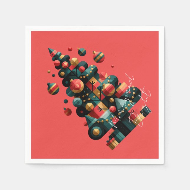 Servilleta De Papel Árbol de Navidad geométrico (Anverso)