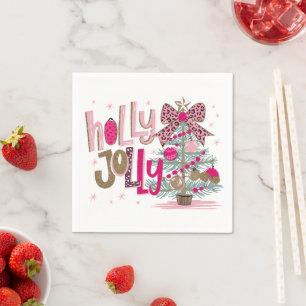 Servilleta De Papel Árbol de Navidad Glitter Holly Jolly