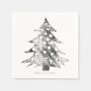 Servilleta De Papel Árbol de Navidad Gris plateado Elegante moderno