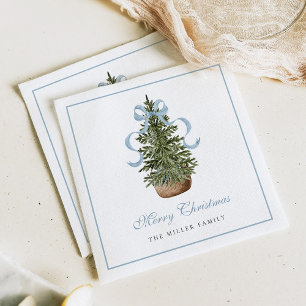 Servilleta De Papel Árbol de Navidad Lazo Azul Navidad