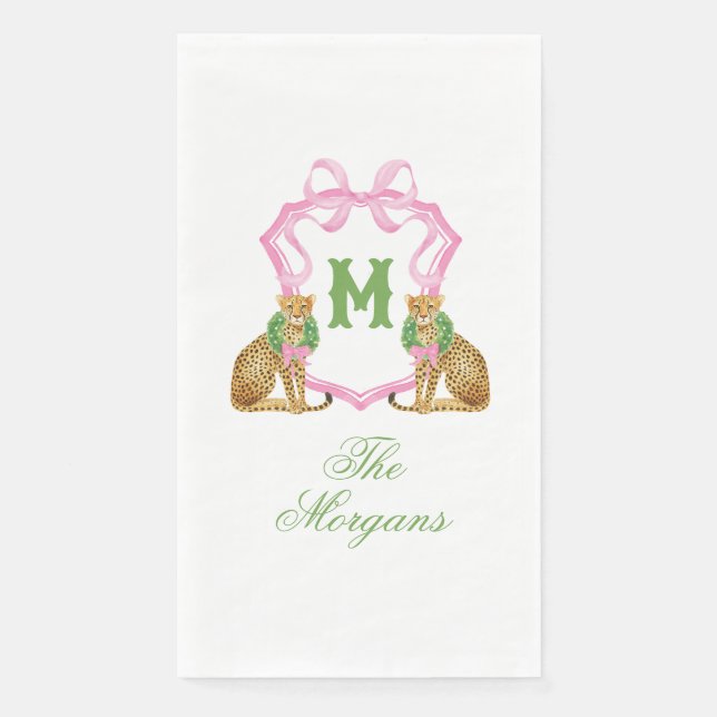Servilleta De Papel Árbol de Navidad Leopardo Preppy Acuarela (Anverso)