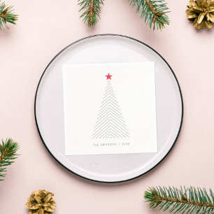 Servilleta De Papel Árbol de Navidad mínimo   Red Star Clean Simple