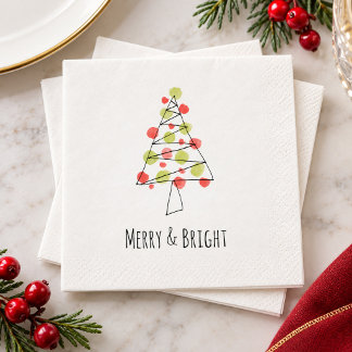 Servilleta De Papel Árbol de Navidad moderno caprichoso alegre y brill