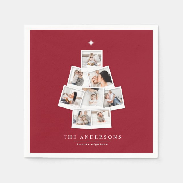 Servilleta De Papel Árbol de Navidad multifoto vacaciones (Anverso)