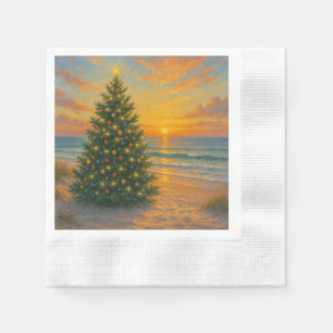 Servilleta De Papel Árbol de Navidad náutico/costero de playa