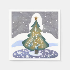 Servilleta De Papel Árbol de Navidad | Pintura de invierno acuarela