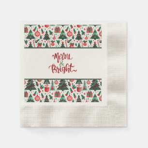 Servilleta De Papel árbol de Navidad, regalos, bastón de caramelo