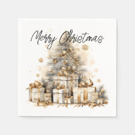 Servilleta De Papel Árbol de Navidad Retro Gold