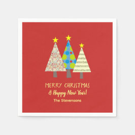 Servilleta De Papel Árbol de Navidad Rojo Personalizado