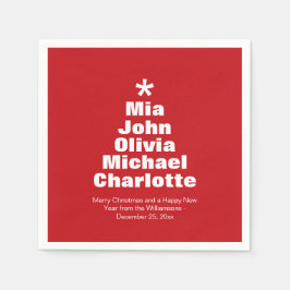 Servilleta De Papel Árbol de Navidad rojo personalizado blanco nombres