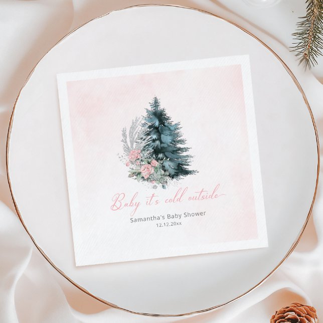 Servilleta De Papel Árbol de Navidad rosa Bebé hace frío afuera (Subido por el creador)