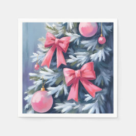 Servilleta De Papel Árbol de Navidad rosa | Lazos Adornos Acuarela
