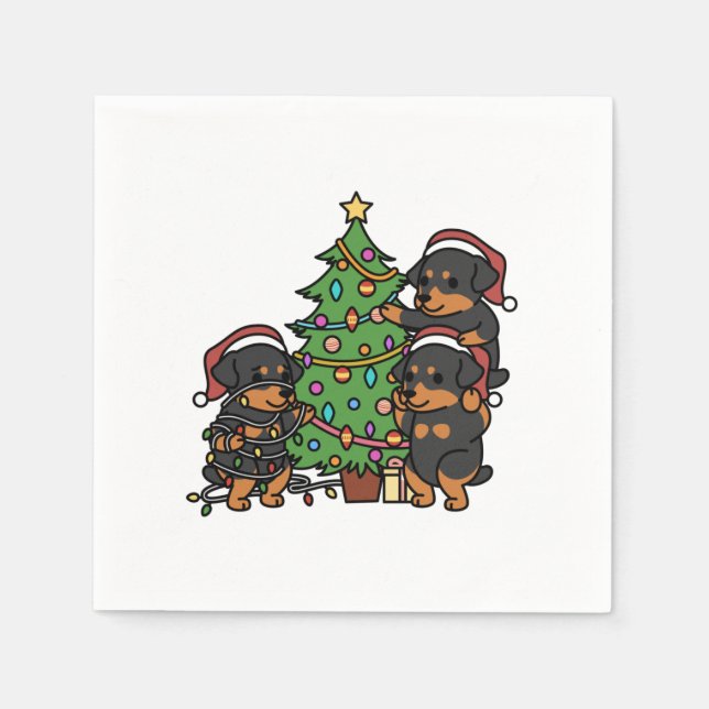 Servilleta De Papel Árbol de Navidad Rottweiler (Anverso)