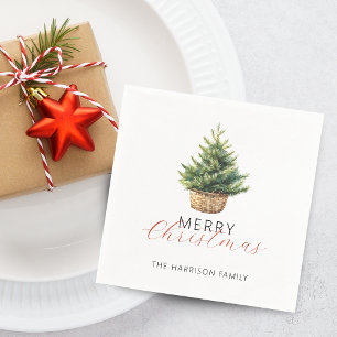 Servilleta De Papel Árbol de Navidad rústico en cesta