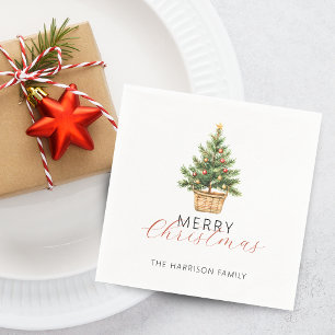 Servilleta De Papel Árbol de Navidad rústico en cesta