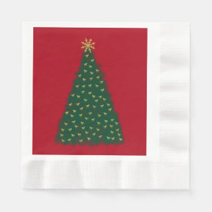 Servilleta De Papel Árbol de Navidad verde, caballos dorados al galope