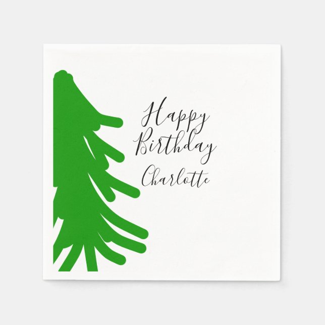 Servilleta De Papel árbol de navidad verde feliz cumpleaños diciembre  (Anverso)