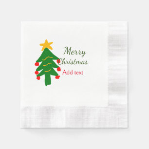 Servilleta De Papel árbol de navidad verde rojo Feliz Navidad añadir n