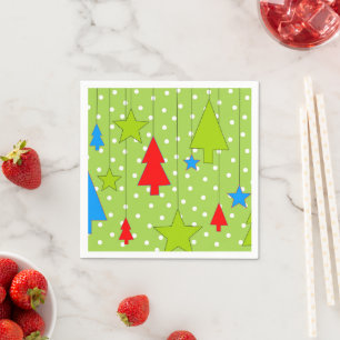 Servilleta De Papel Árbol de Navidad verde y blanco
