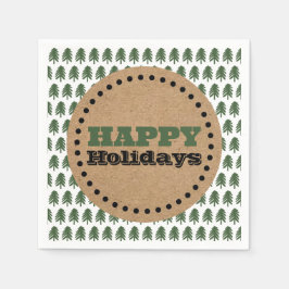 Servilleta De Papel Árbol de Navidad verde y blanco moderno