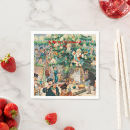 Servilleta De Papel Árbol de Navidad vintage litográfico