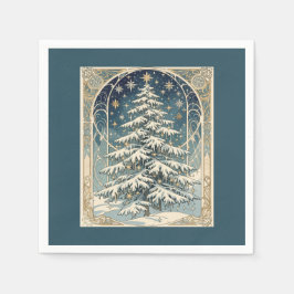 Servilleta De Papel Árbol de Navidad Yule con ramas cargadas de nieve