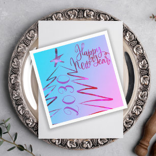 Servilleta De Papel Árbol de neón moderno brillando fiesta de Año N