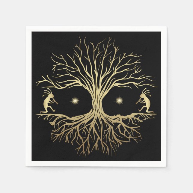 Servilleta De Papel Árbol de oro de Kokopelli, servilletas de Fiesta d (Anverso)