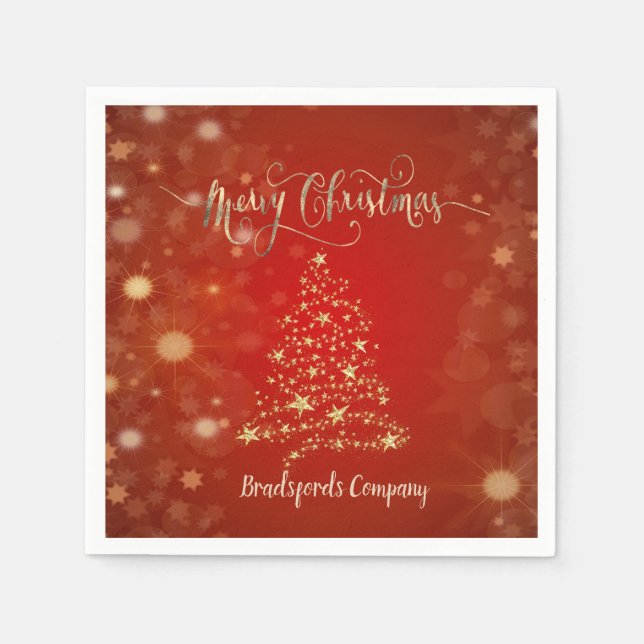 Servilleta De Papel Árbol de oro de Navidades elegantes (Anverso)