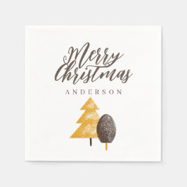 Servilleta De Papel Árbol de oro personalizado de navidad